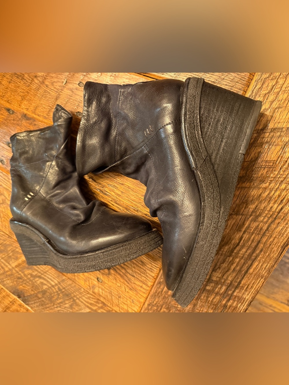 AS98 Women’s Dark Navy Wedge Ankle Boots